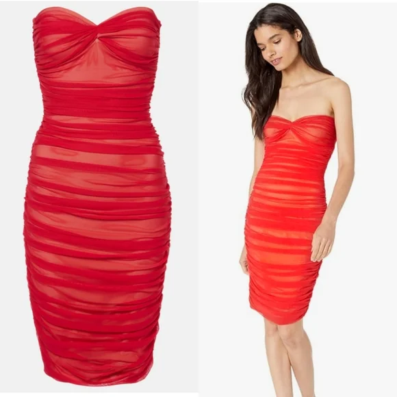 NWT Norma KamaliWalter Red Ruched Strapless Dress